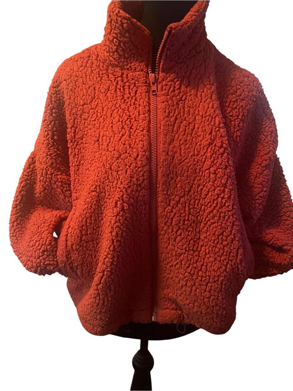 Urban outfitter’s Women’s  Plush Zip-Up Jacket - Orange